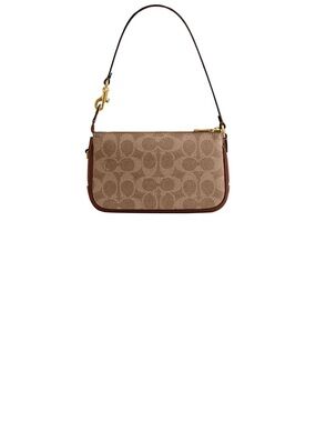Coach Mini Shoulder Bag in Brown Signature Canvas with Dark Brown Trim
